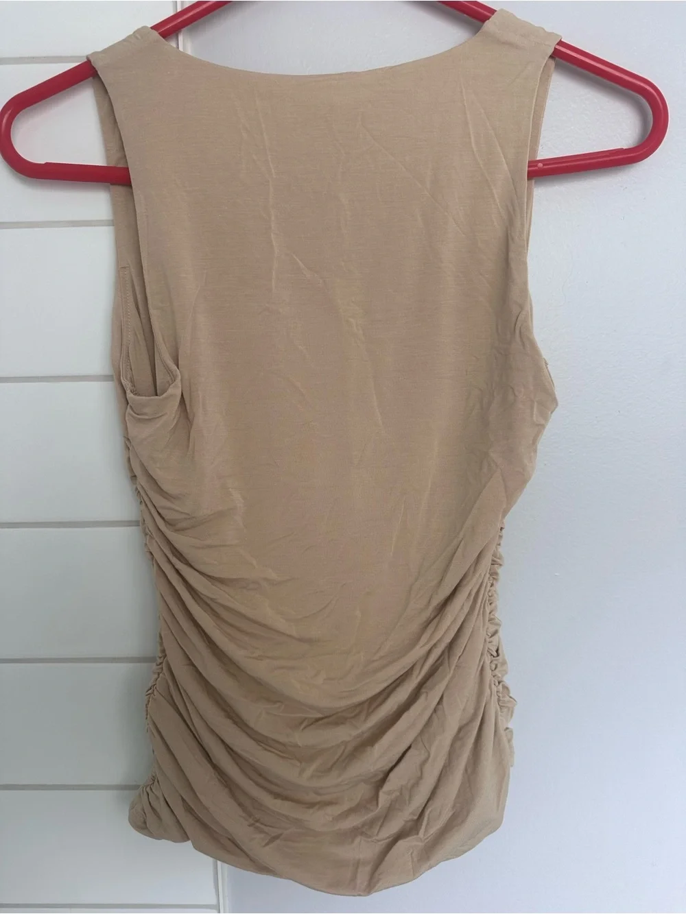 Guess Pale Beige Ruched Tank Top - Picture 2 of 4